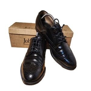 Johnston Murphy Black Wingtip Oxford Shoes Mens Size 10 B